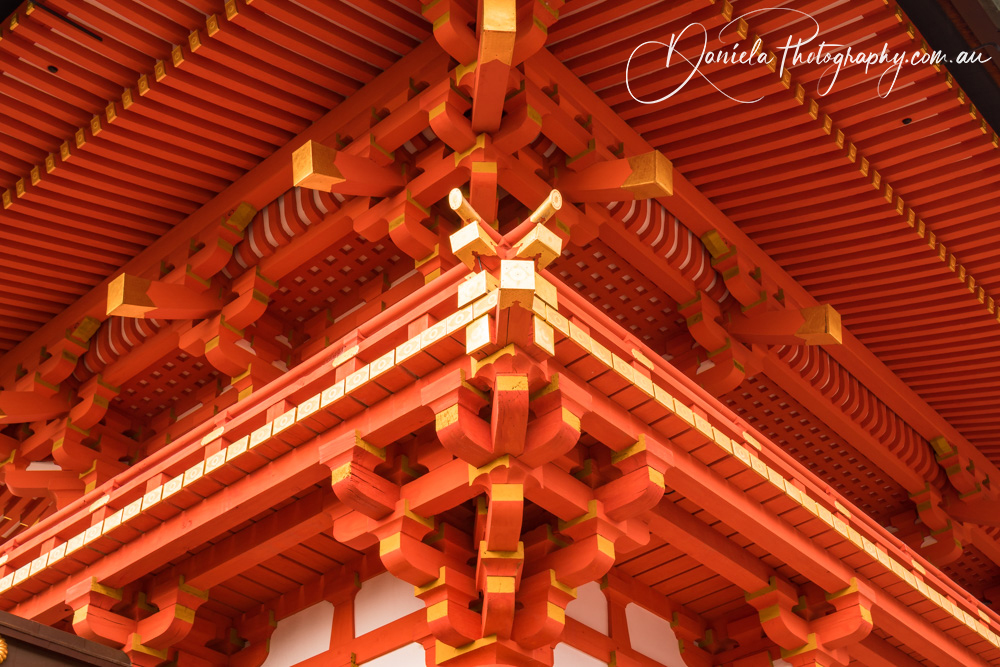 Architectural detail   traditional Japanese Shrine roof  at Fushimi Inari, Kyoto, Japan